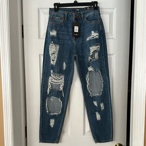 Fashion Nova Blue Boyfriend Distressed Jeans